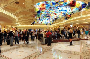 The lobby of the Bellagio Hotel. Staying at a place like expects that you tip at hotels.