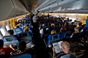 A British Airways 747 - coach cabin