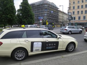 An Uber taxi, suitable for business travelers