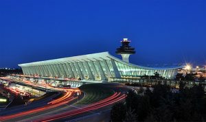 Washington Dulles Airport at dusk, photo by Joe Ravi