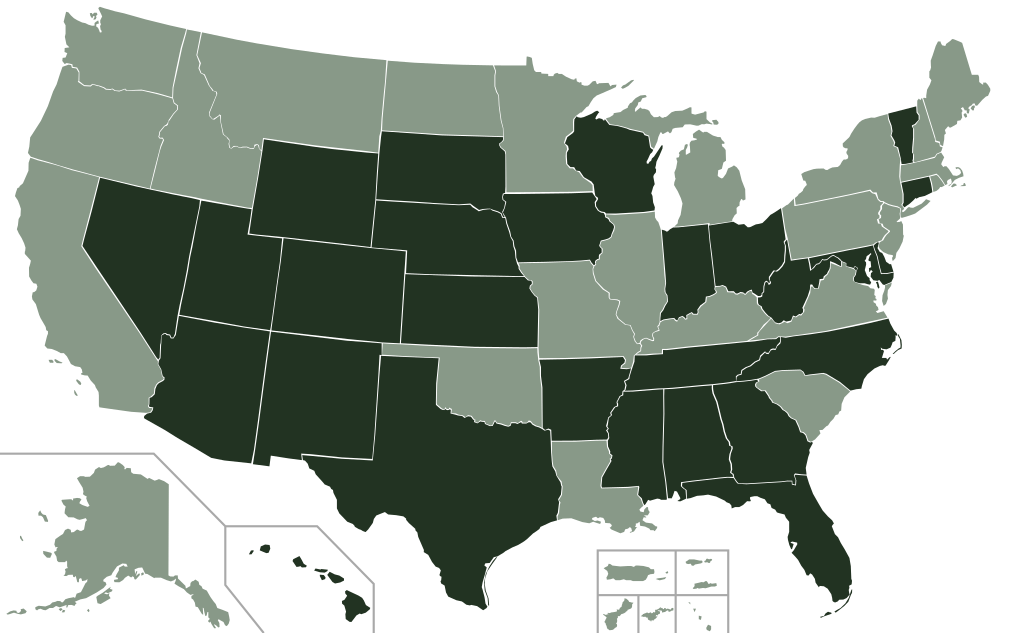 This is a compliance map of all states as of November 7, 2017. Some states still require an alternate ID.