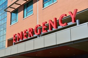 Hospital Emergency sign in big red letters