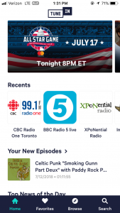 TuneIn Radio - One of the five best entertainment apps