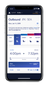 Delta Airlines' new boarding grid on a mobile phone.