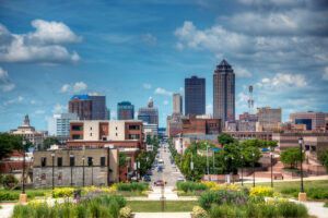 Downtown Des Moines, IA from Historic East Village