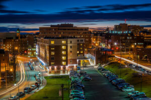 Portland Maine at night.