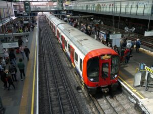 Photo of a commuter train. Be sure to protect yourself from germs on your daily work commute.