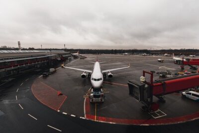 A grounded plane. A commons sight if your travel plans get canceled.